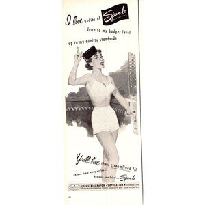 1951 Spun-Lo Women's Bra Panites Underwear Vintage Print Ad Cleveland Wall Art